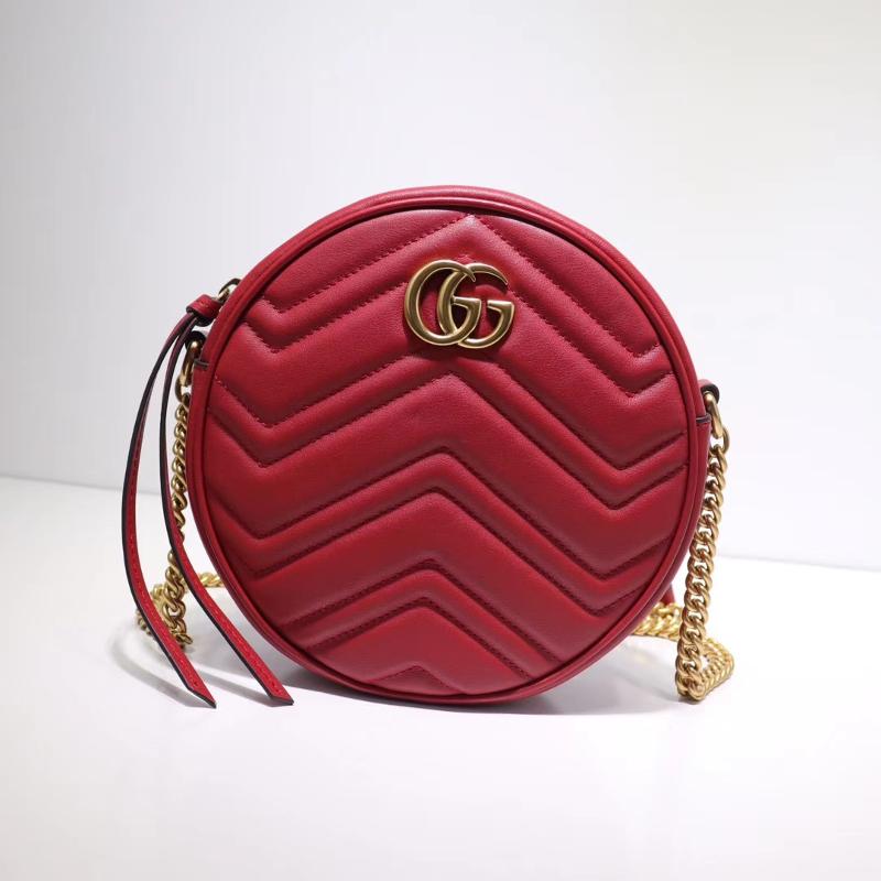 Gucci Chain Shoulder Bag 550154 full leather antique copper buckle pure red